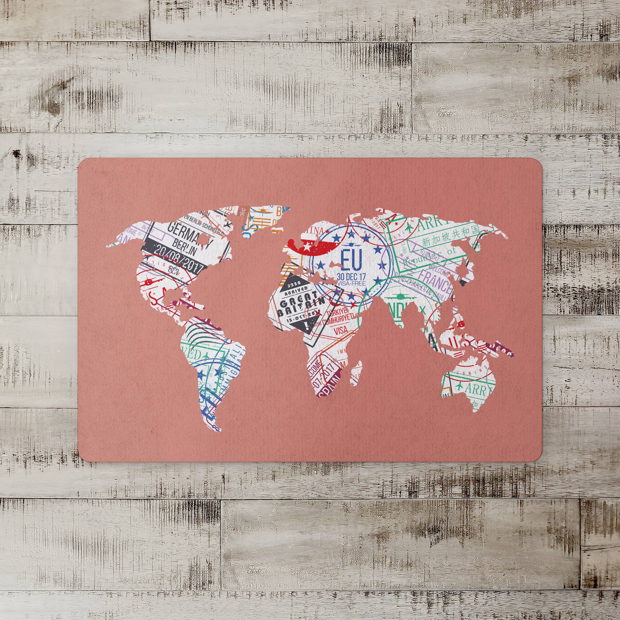 World Map Stamps 27" x 18" Floor Mat